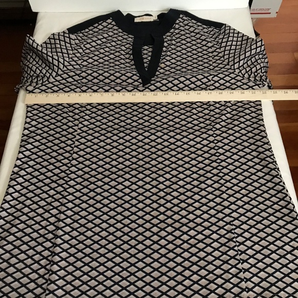 TORY BURCH Velda Tunic Silk Long Sleeve Blouse Black Tan Women’s Plus Size 14 - Picture 9 of 16